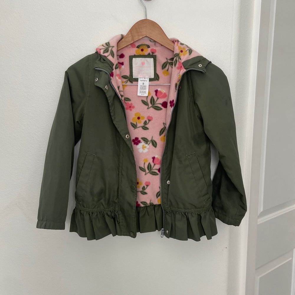 Carter’s Lined Jacket. Floral fleece lined.